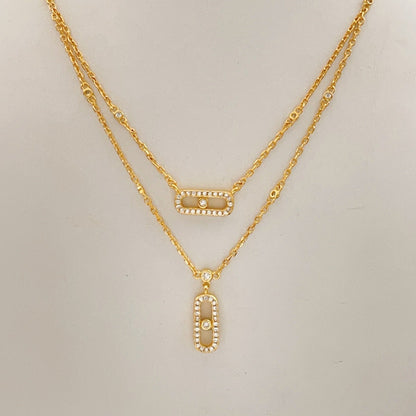 [Stellar Jewelry]MOVE 2 ROW DIAMOND NECKLACE