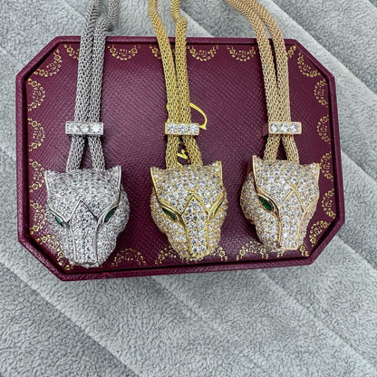 [Stellar Jewelry]FULL STONE BIG LEOPARD HEAD NECKLACE