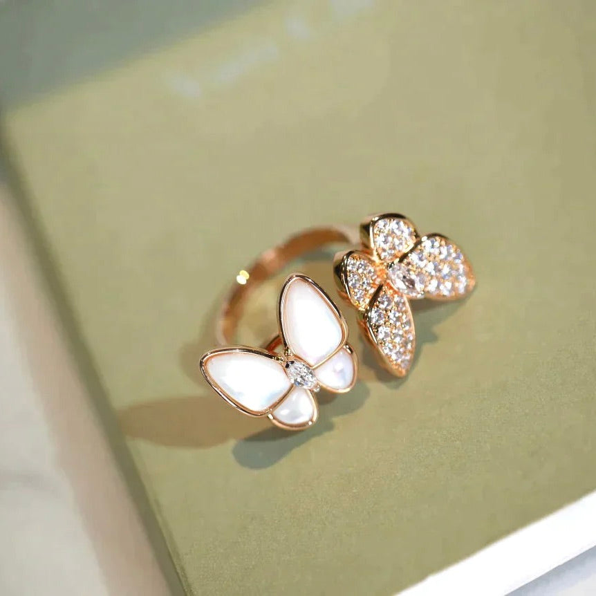 [Stellar Jewelry]TWIN BUTTERFLY DIAMOND MOP RING
