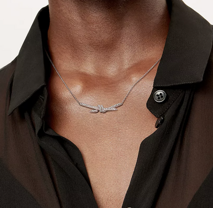 [Stellar jewels]KNOT PENDANT SILVER DIAMOND NECKLACE