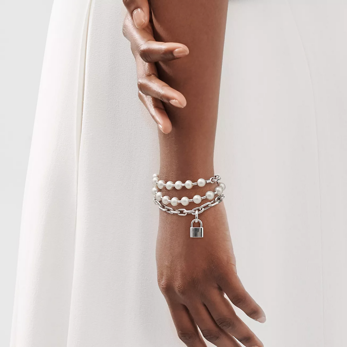[Stellar jewels]PEARL LOCK SILVER BRACELET