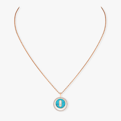 [Stellar Jewelry]LUCKY MOVE 1 DIAMOND TURQUOISE PINK GOLD DIAMOND NECKLACE
