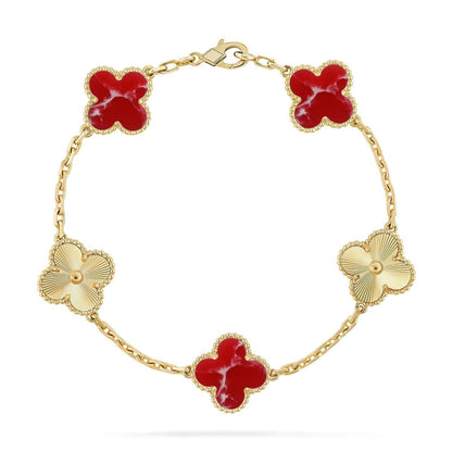 [Stellar Jewelry]CLOVER 5 MOTIF RED PATTERN BRACELET COLLECTION