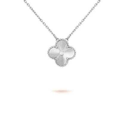 [Stellar Jewelry]CLOVER  15MM DIAMOND LASER NECKLACE SILVER