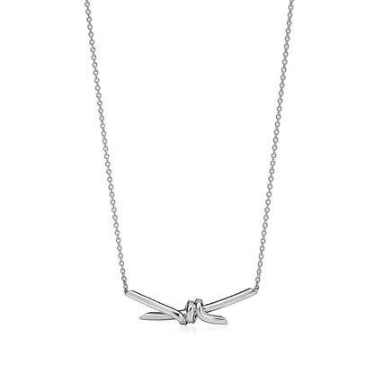[Stellar jewels]KNOT PENDANT SILVER DIAMOND NECKLACE