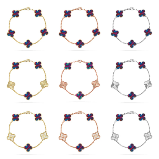[Stellar Jewelry]CLOVER 5 MOTIF COLOR GEMSTONES BRACELET COLLECTION