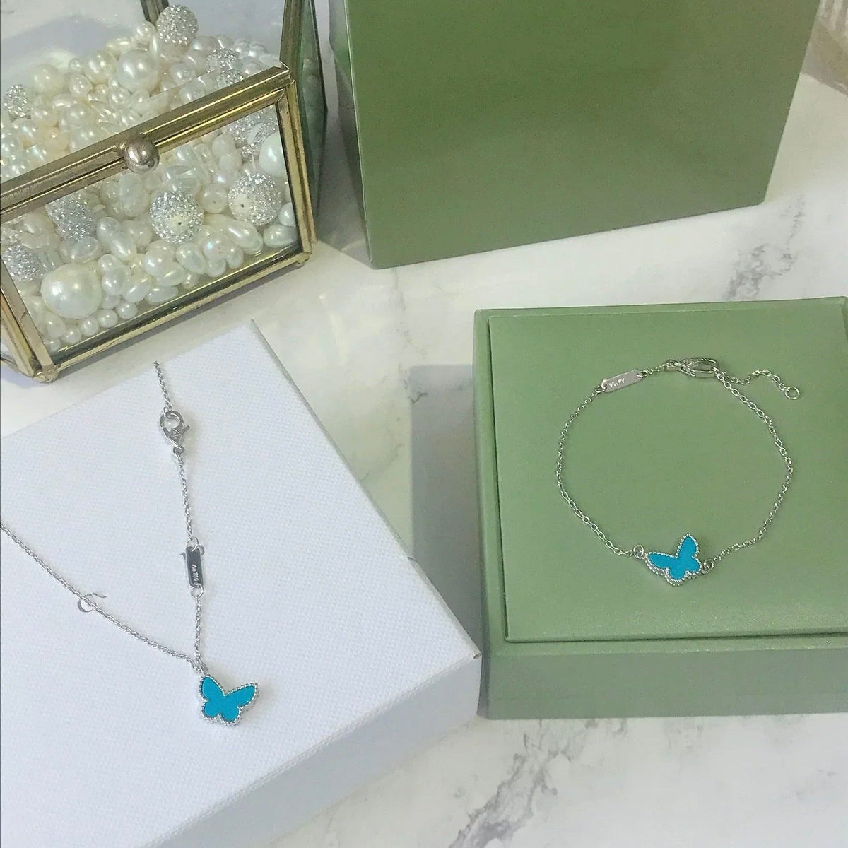 [Stellar Jewelry]BUTTERFLY TURQUOISE BUTTERFLY BRACELET SILVER