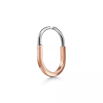 [Stellar jewels]LOCK EARRINGS ROSE AND WHITE GOLD DIAMONDS EXTRA LARGE