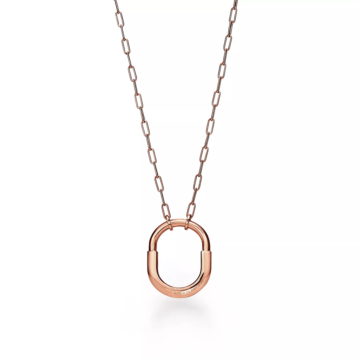 [Stellar jewels]LOCK NECKLACE MEDIUM PENDANT PINK GOLD PAVED DIAMONDS
