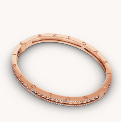 [Stellar Jewelry]ZERO 1 SPIRAL AND PAVED DIAMOND PINK GOLD BRACELET