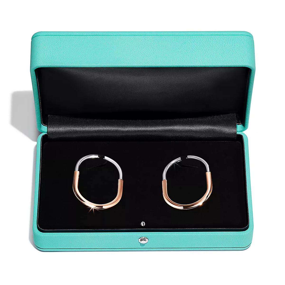 [Stellar jewels]LOCK EARRINGS ROSE AND WHITE GOLD DIAMONDS EXTRA LARGE