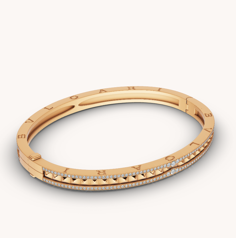 [Stellar Jewelry]ZERO 1 SPIRAL AND PAVED DIAMOND GOLD BRACELET