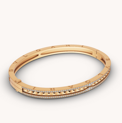 [Stellar Jewelry]ZERO 1 SPIRAL AND PAVED DIAMOND GOLD BRACELET