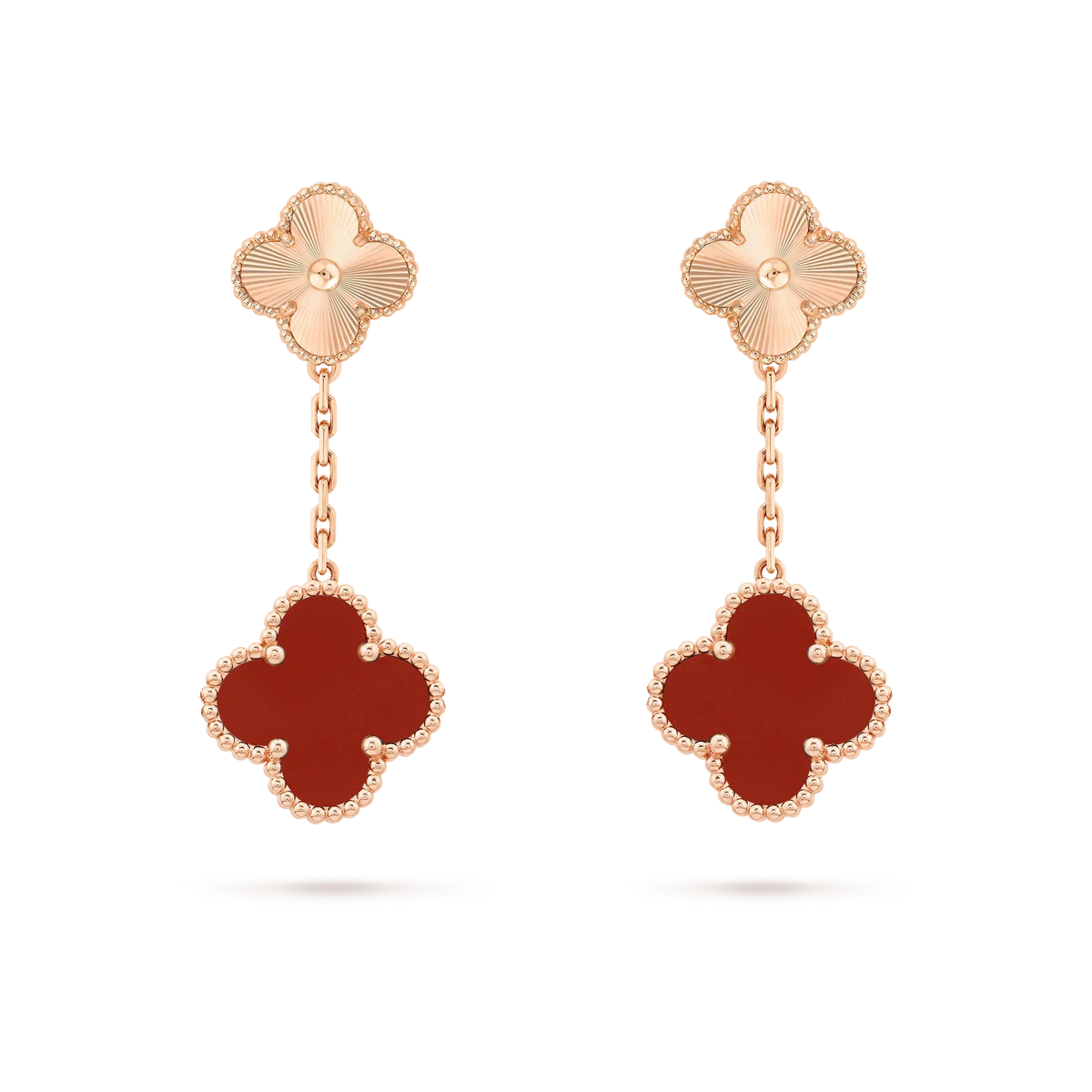 [Stellar Jewelry]CLOVER 2 MOTIF  LASER CARNELIAN EARRINGS