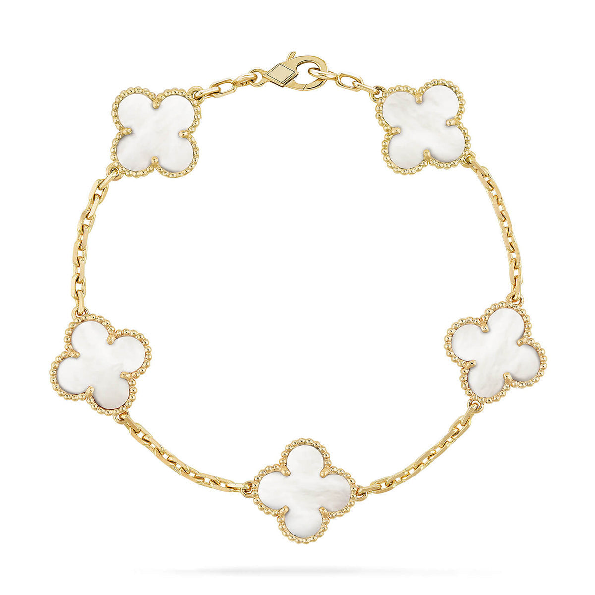 [Stellar Jewelry]CLOVER WHITE PEARL MOP 5 MOTIF BRACELET COLLECTION