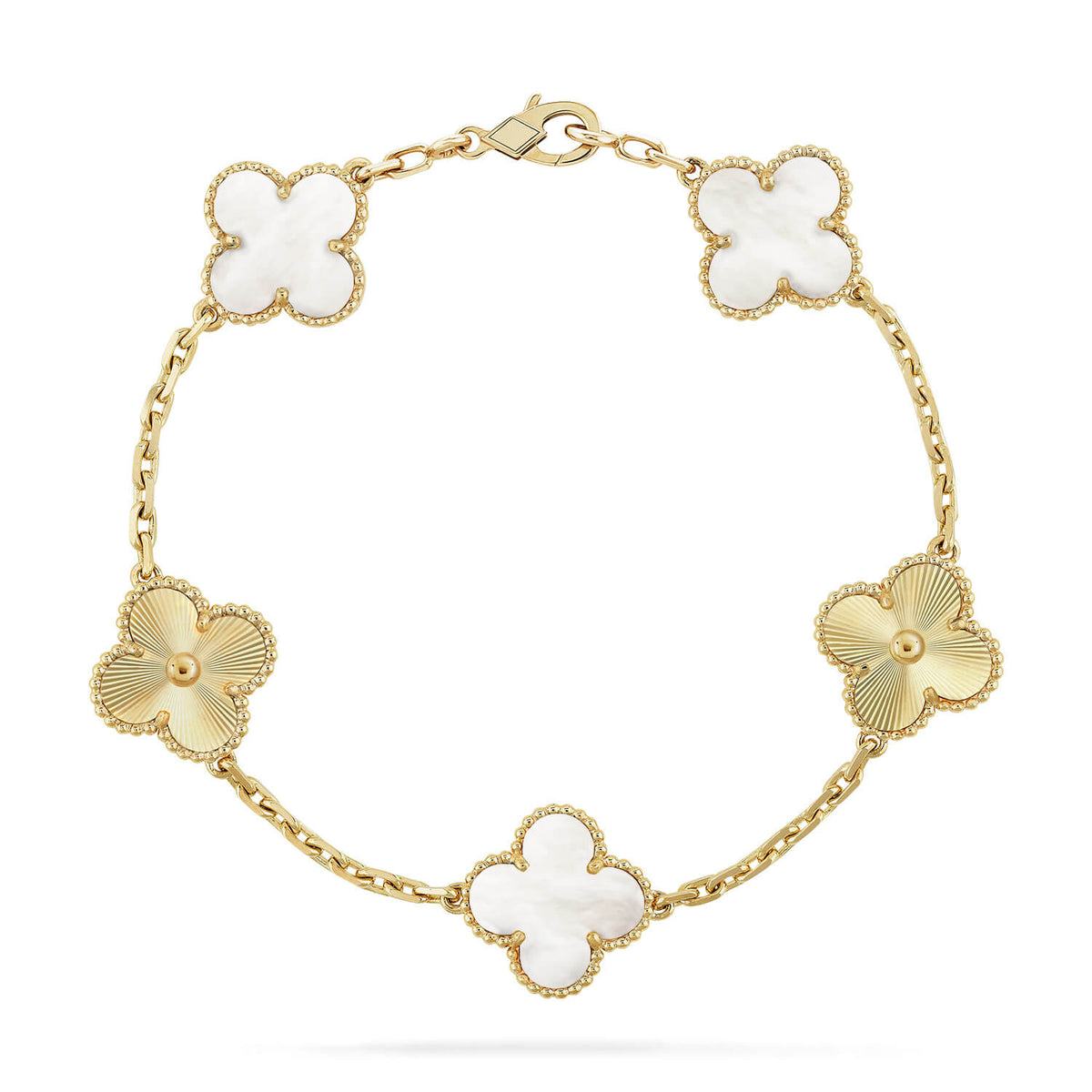 [Stellar Jewelry]CLOVER WHITE PEARL MOP 5 MOTIF BRACELET COLLECTION