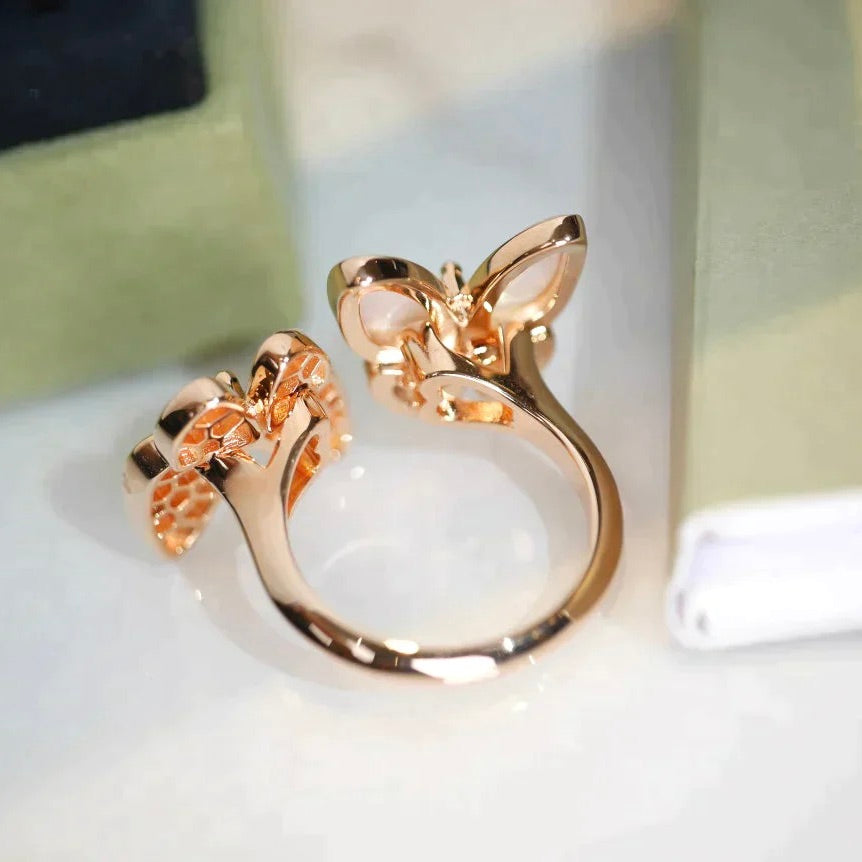 [Stellar Jewelry]TWIN BUTTERFLY DIAMOND MOP RING