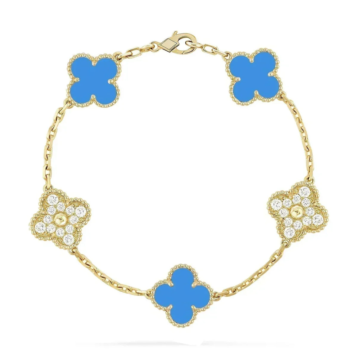 [Stellar Jewelry] CLOVER 5 MOTIF BLUE AGATE BRACELET COLLECTION