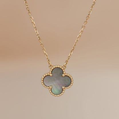 [Stellar Jewelry]CLOVER 15MM  GRAY MOTHER OF PEARL NECKLACE