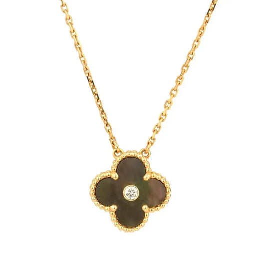 [Stellar Jewelry]CLOVER 15MM DIAMOND AND MOTHER-OF-GREY NECKLACE