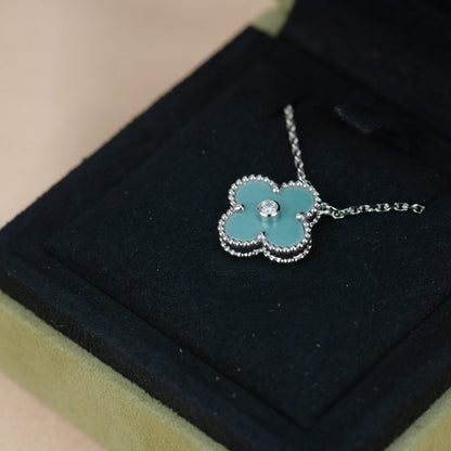 [Stellar Jewelry]CLOVER 15MM DIAMOND SVRES PORCELAIN  NECKLACE SILVER