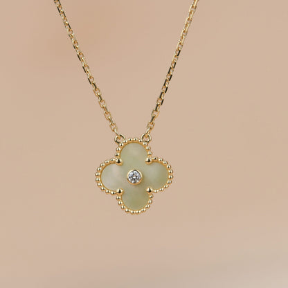 [Stellar Jewelry]CLOVER 15MM DIAMOND GOLD MOTHER OF PEARL NECKLACE