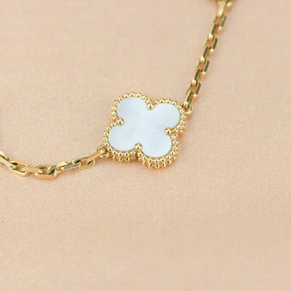 [Stellar Jewelry]CLOVER WHITE PEARL MOP 5 MOTIF BRACELET COLLECTION