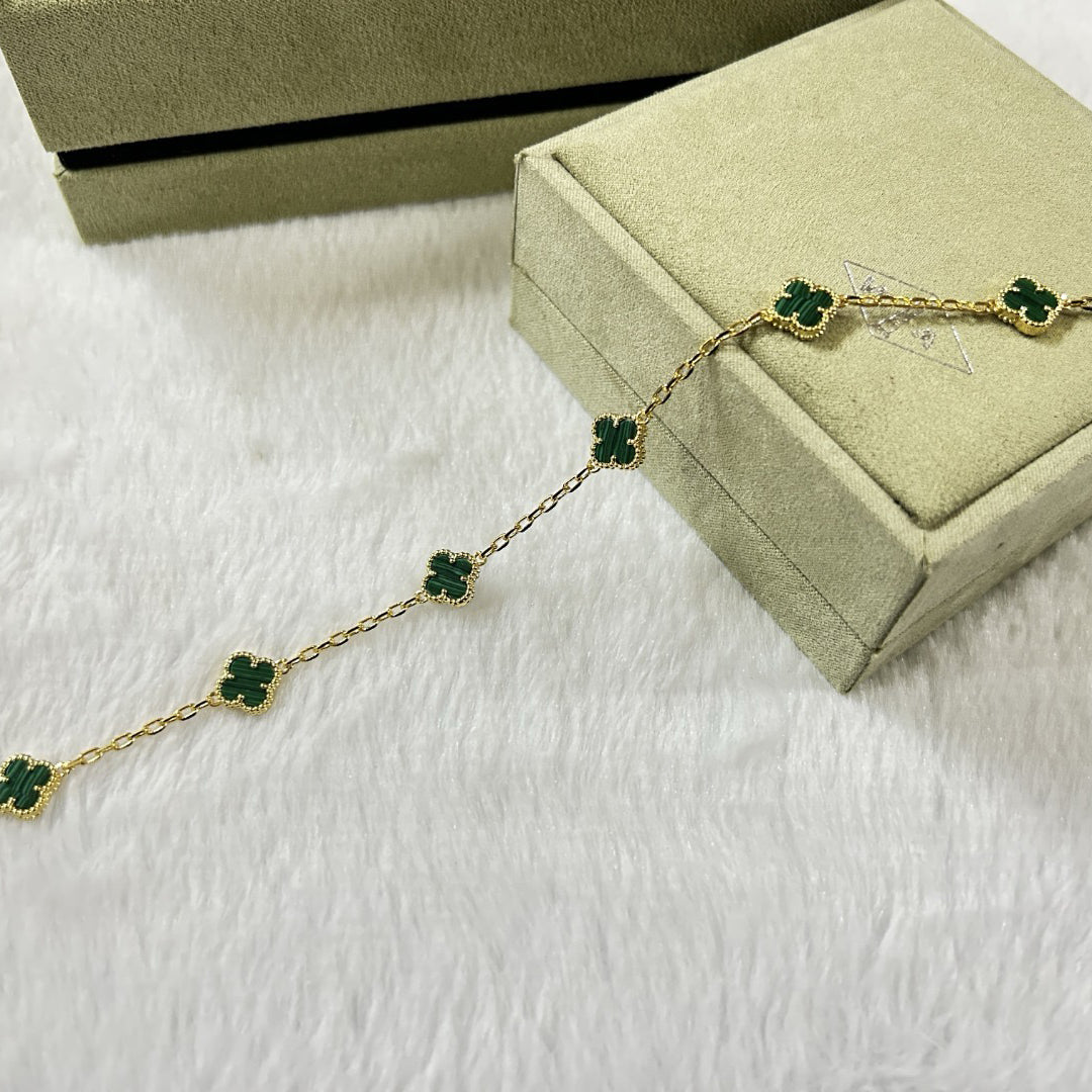 [Stellar Jewelry]CLOVER 6 MOTIF MALACHITE BRACELET