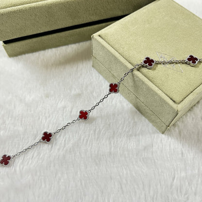 [Stellar Jewelry]CLOVER 6 MOTIF RED AGATE BRACELET