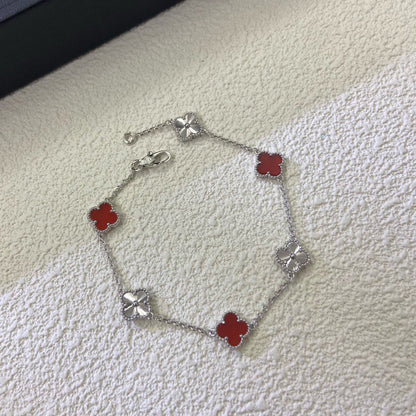 [Stellar Jewelry]CLOVER 6 MOTIF RED AGATE LASER BRACELET