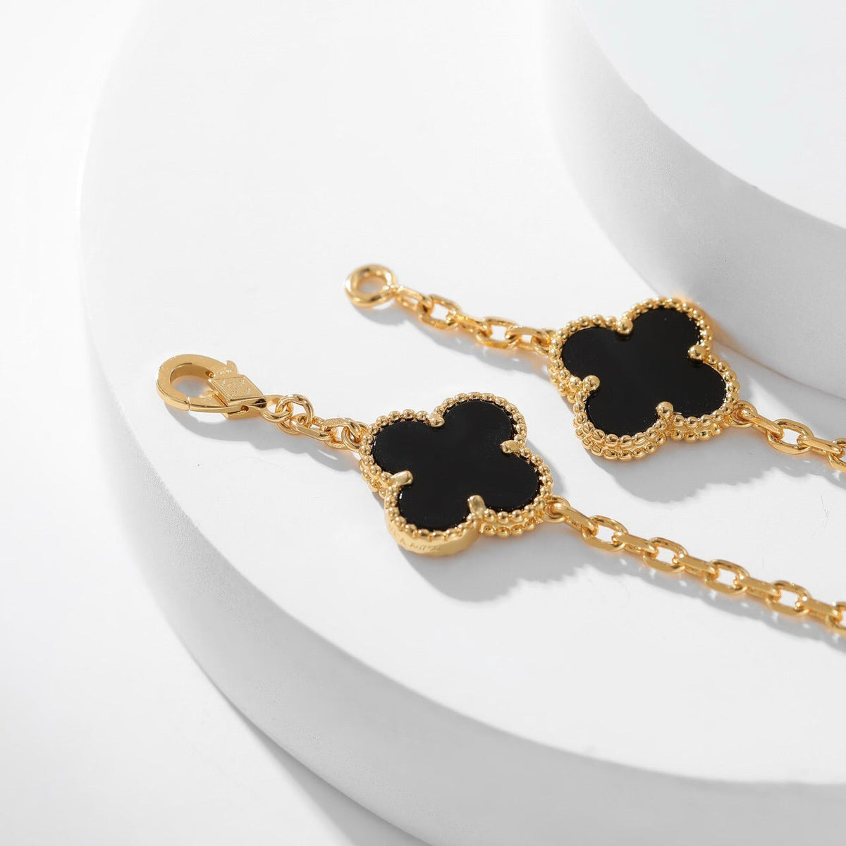 [Stellar Jewelry]CLOVER 10 MOTIFS ONYX NECKLACE