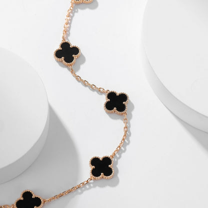 [Stellar Jewelry]CLOVER 10 MOTIFS ONYX NECKLACE