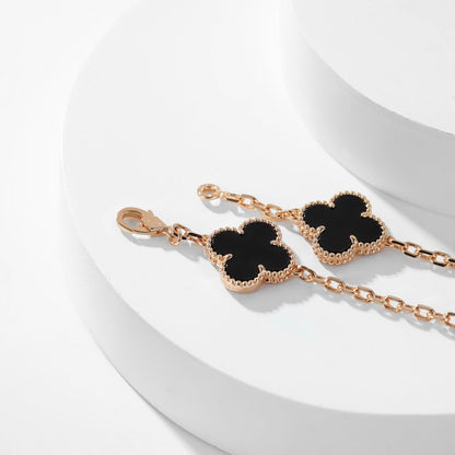 [Stellar Jewelry]CLOVER 10 MOTIFS ONYX NECKLACE