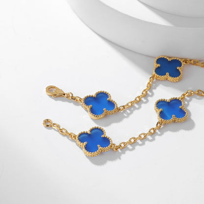 [Stellar Jewelry]CLOVER 10 MOTIFS BLUE AGATE NECKLACE