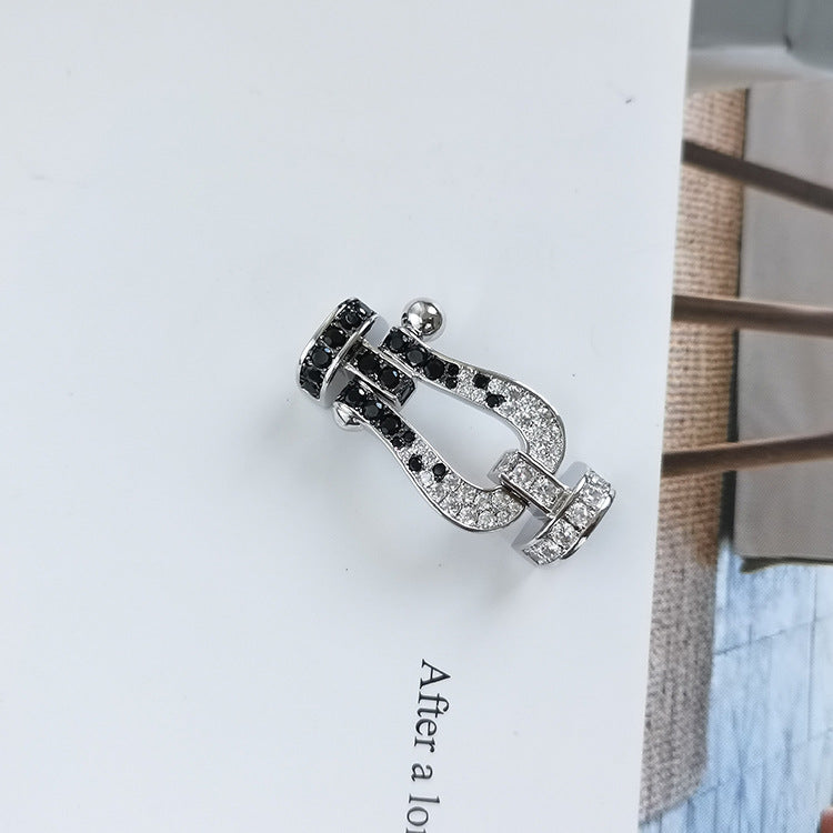 [Stellar Jewelry]FORCE LARGE HORSESHOE BLACK WHITE DIAMOND BRACELET ROSE GOLD