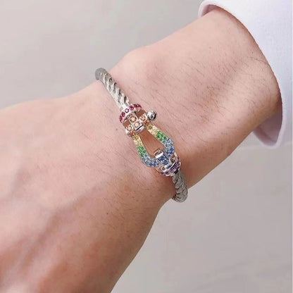 [Stellar Jewelry]FORCE LARGE HORSESHOE  COLORED DIAMOND BRACELET ROSE GOLD