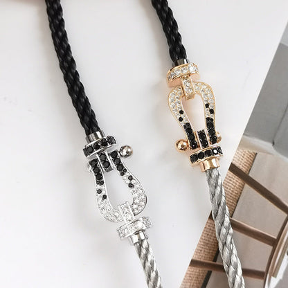 [Stellar Jewelry]FORCE LARGE HORSESHOE BLACK WHITE DIAMOND BRACELET SILVER