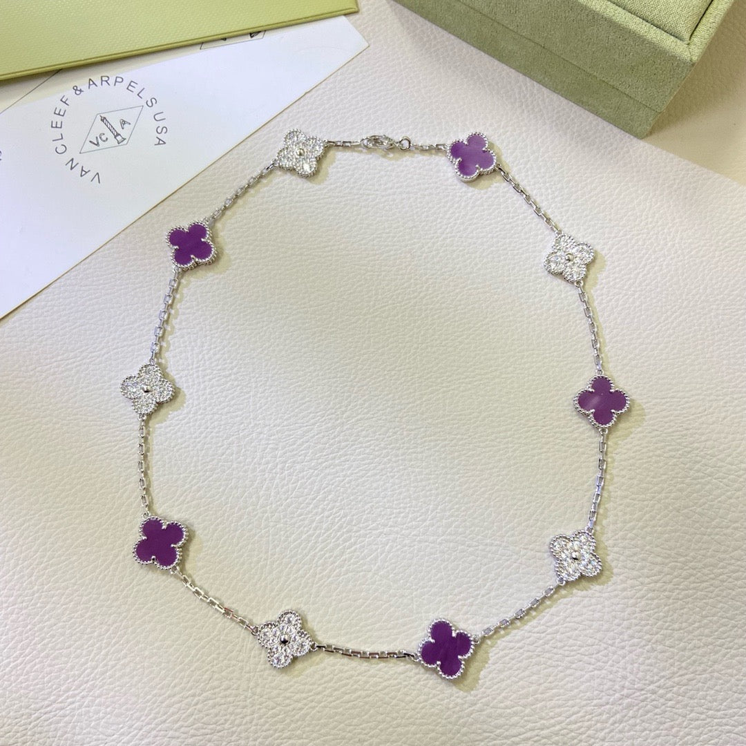 [Stellar Jewelry Jewelry]CLOVER 10 MOTIFS  PURPLE VIOLET DIAMOND NECKLACE