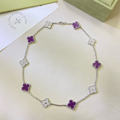 [Stellar Jewelry Jewelry]CLOVER 10 MOTIFS  PURPLE VIOLET DIAMOND NECKLACE