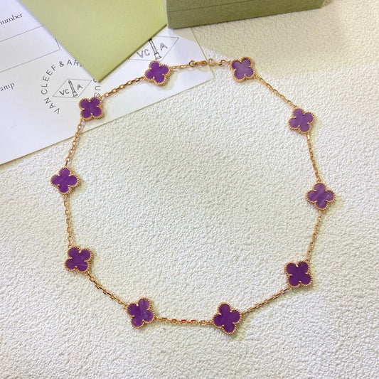[Stellar Jewelry Jewelry]CLOVER 10 MOTIFS  PURPLE VIOLET  NECKLACE