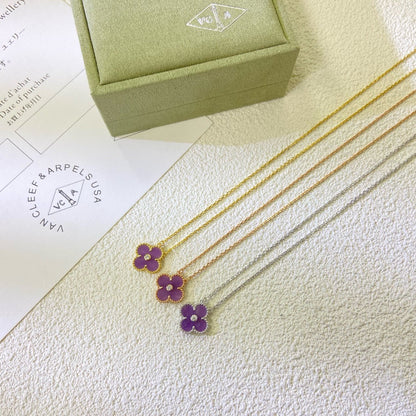 [Stellar Jewelry Jewelry]CLOVER 15MM DIAMOND  PURPLE VIOLET NECKLACE