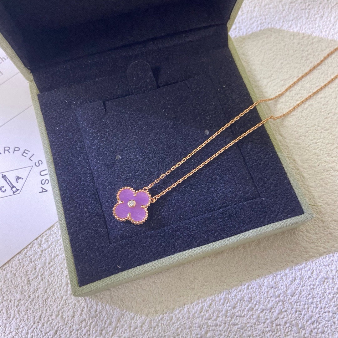 [Stellar Jewelry Jewelry]CLOVER 15MM DIAMOND  PURPLE VIOLET NECKLACE