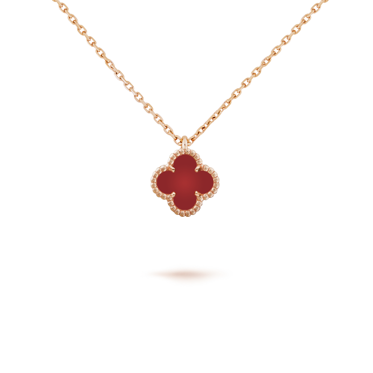 [Stellar Jewelry]CLOVER MINI 9.5MM WHITE CARNELIANS NECKLACE