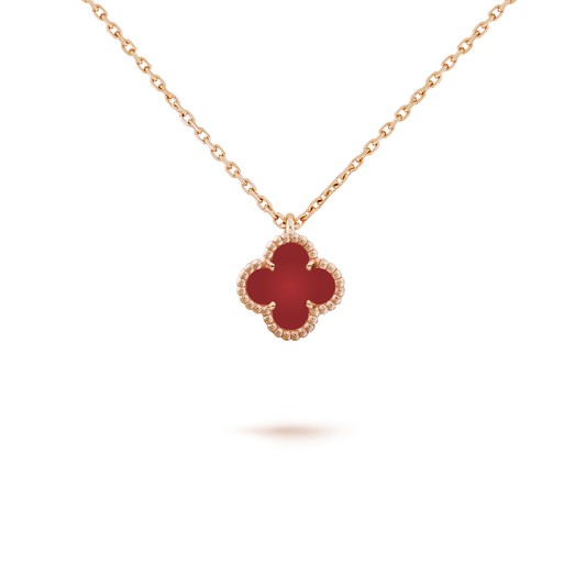 [Stellar Jewelry]CLOVER MINI 9.5MM WHITE CARNELIANS NECKLACE