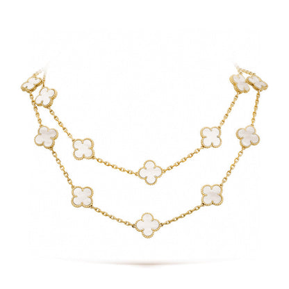 [Stellar Jewelry]CLOVER 20 MOTIFS WHITE MOP NECKLACE