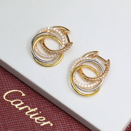 [Stellar Jewelry]TRINITY HALF DIAMOND  EARRINGS
