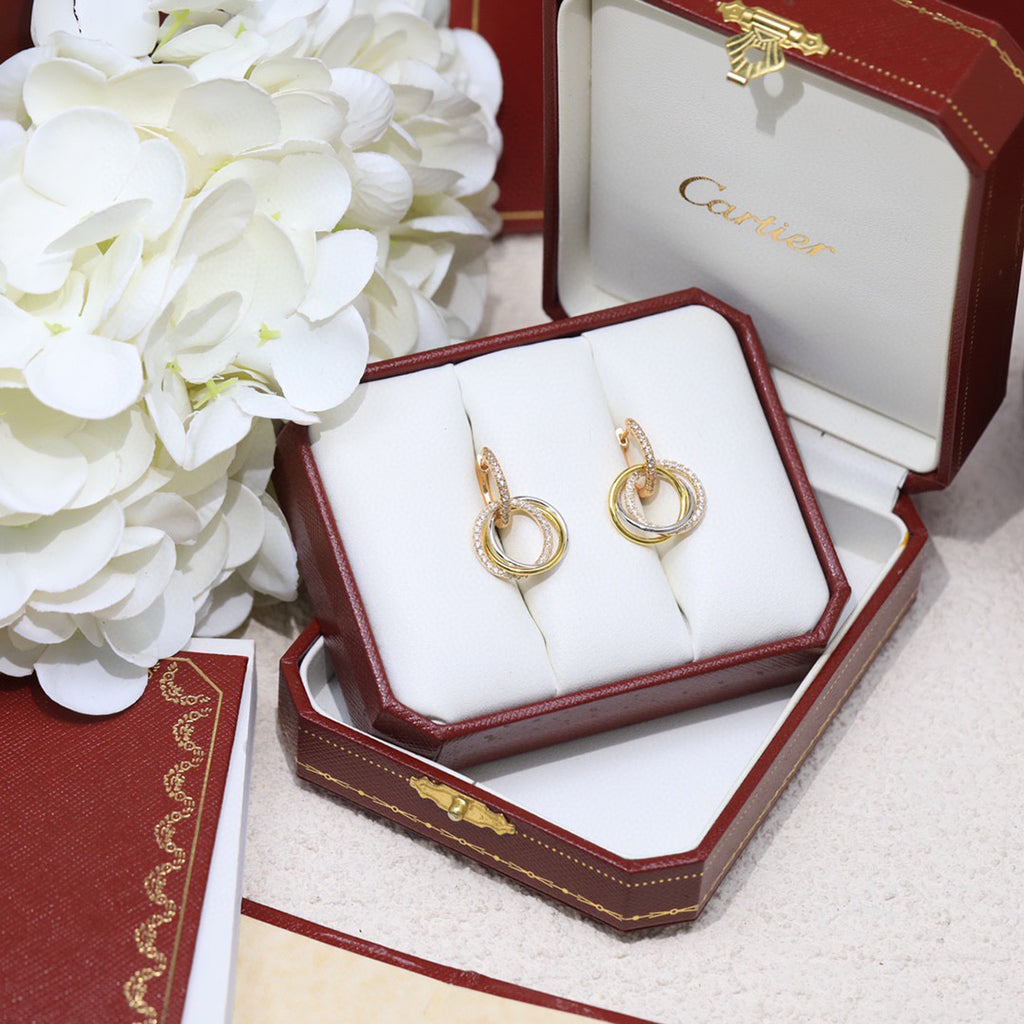 [Stellar Jewelry]TRINITY HALF DIAMOND  EARRINGS