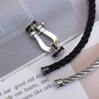 [Stellar Jewelry]FORCE LARGE HORSESHOE BLACK DIAMOND BRACELET SILVER