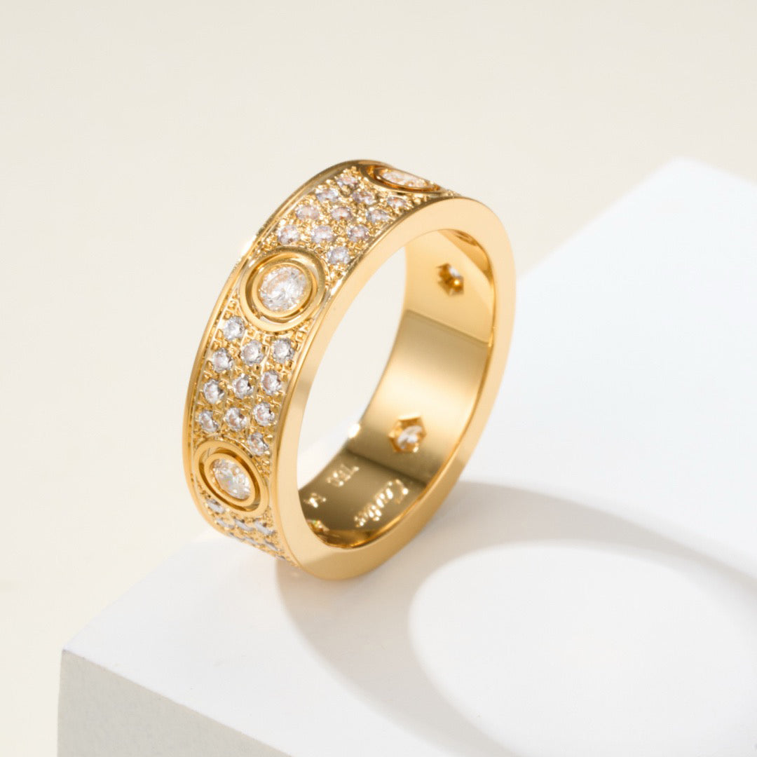 [Stellar Jewelry]LOVE 5.5MM FULL-PAVE 6-DIAMOND RING