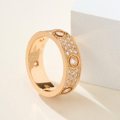[Stellar Jewelry]LOVE 5.5MM FULL-PAVE 6-DIAMOND RING